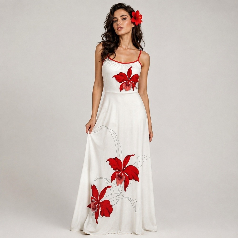 Vintage 70s Alfred Shaheen Floral Maxi Dress Size 8